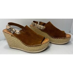 Dolce Vita‎ Brown Suede Espadrille Wedge Sandals Women Size 10 Snake Detail